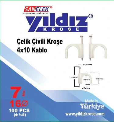 kablo için çivili kroşe – çelik çivi sabitleme